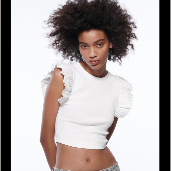 Zara | Tops | Zara White Ruffled Sleeveless Top Size Mbrand New | Poshmark